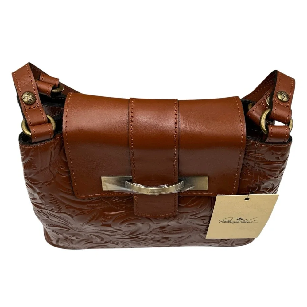 Patricia Nash Women's Larone Tooled Leather Hobo Bag Medium Florence Tan Brown